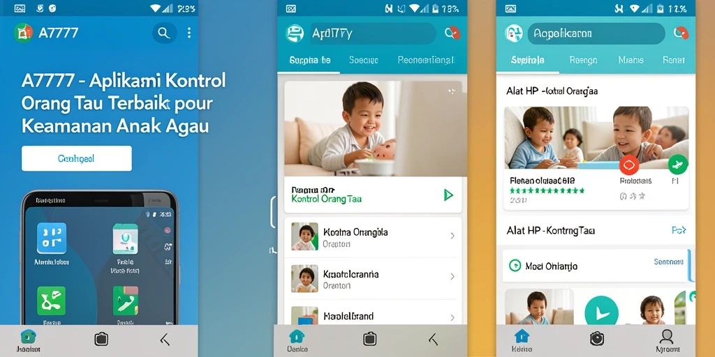 Screenshot utama A7777 menampilkan antarmuka aplikasi Kontrol Orang Tua yang intuitif.