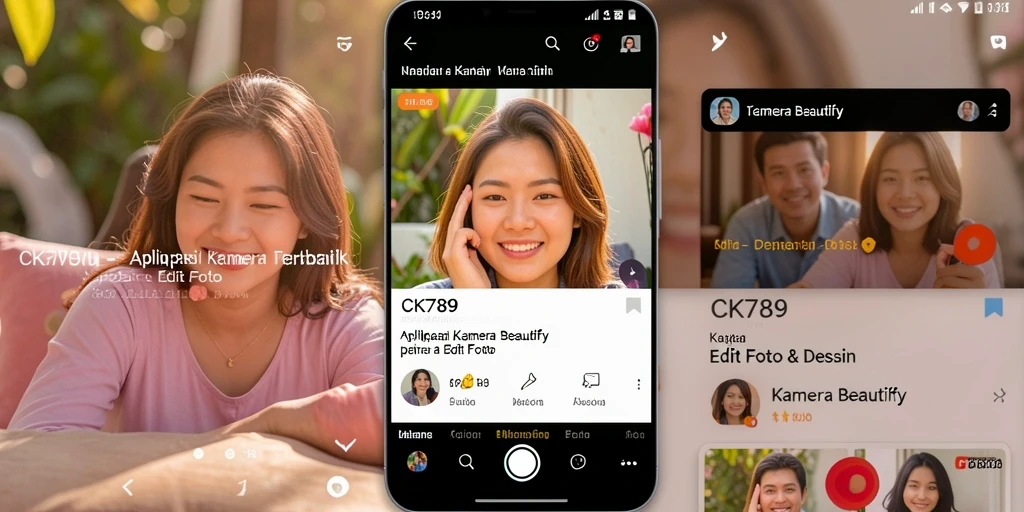 Tampilan antarmuka CK789 dengan fungsi Kamera Beautify yang user-friendly.