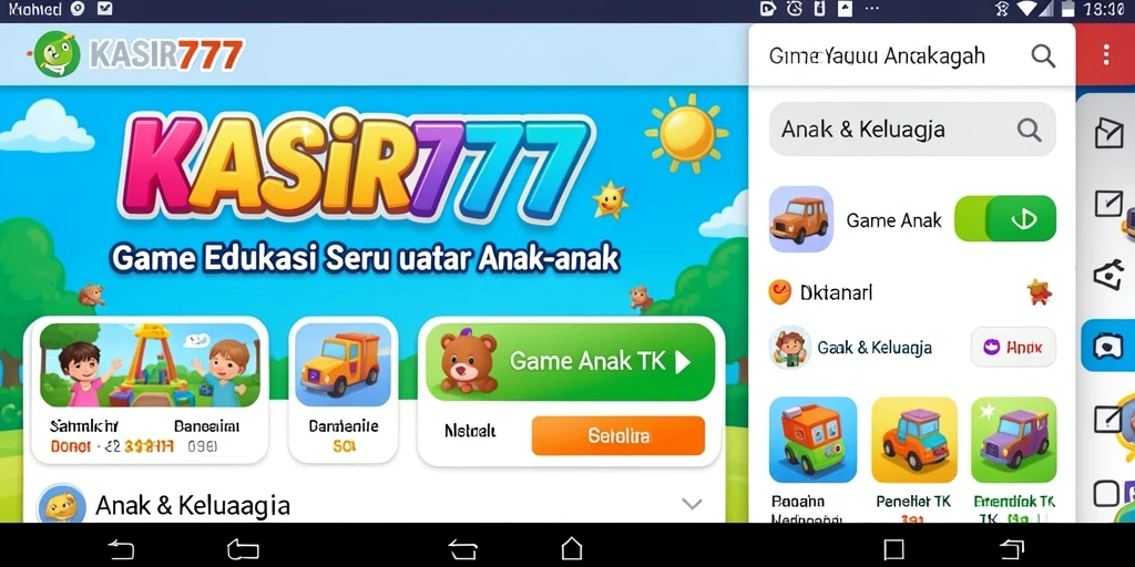 Tampilan antarmuka KASIR777 yang ramah anak dan interaktif.