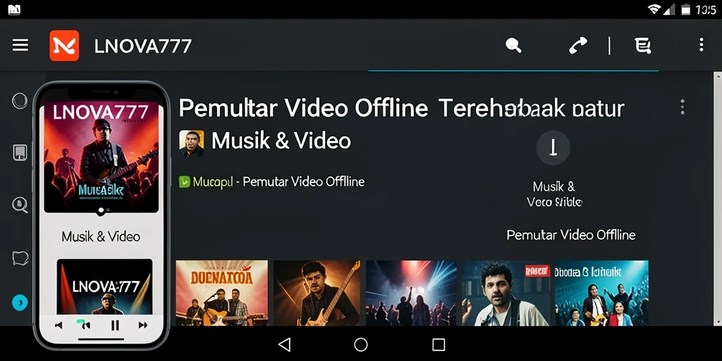 Tampilan antarmuka LNOVA777 dengan fitur Pemutar Video Offline.
