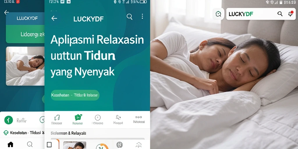Antarmuka LUCKYDF menunjukkan koleksi suara untuk tidur yang menenangkan.