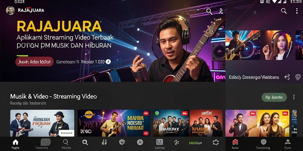 Antarmuka RAJAJUARA yang sederhana dan menarik untuk streaming video.