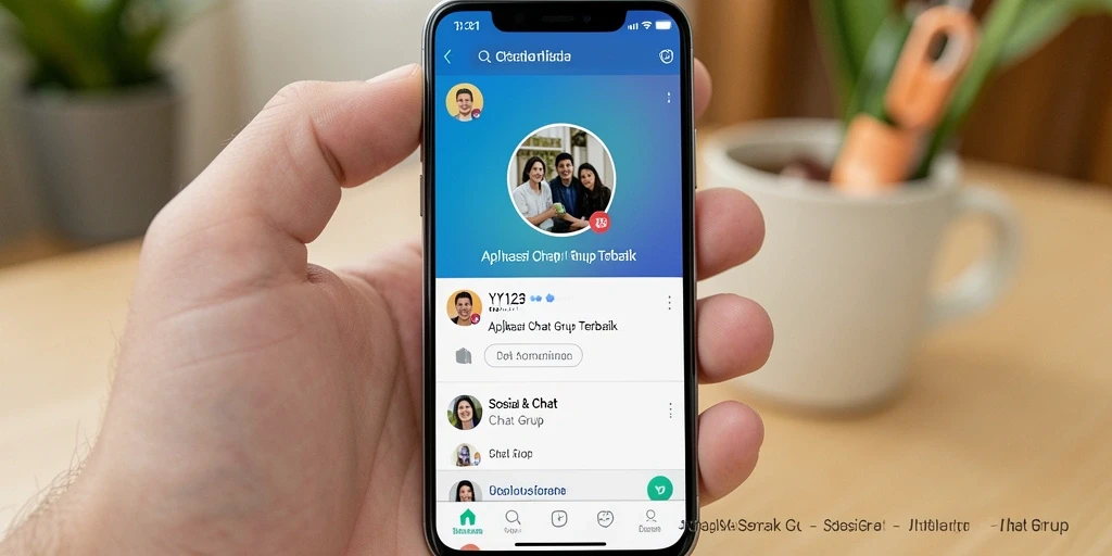 Tampilan antarmuka YY123 menampilkan fitur obrolan grup yang interaktif.