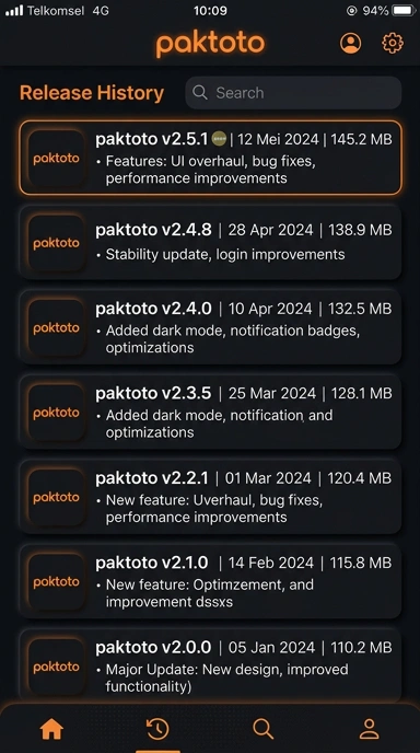 Riwayat Versi Paktoto untuk Pengguna Android Indonesia